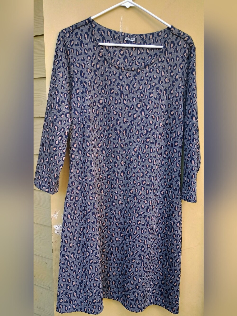 Original Nicole Miller Dress Womens Size Xlarge Gray Animal Print Pockets
